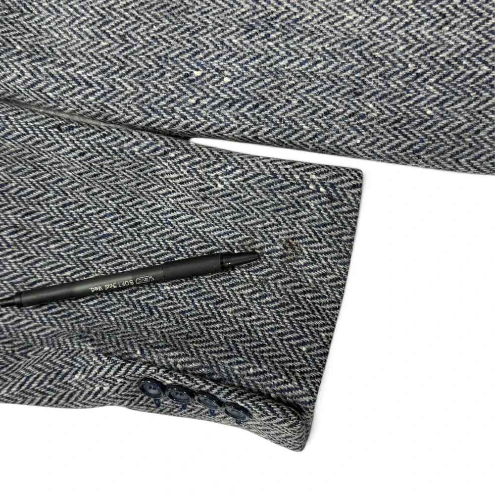 Ermenegildo Zegna Herringbone Virgin Wool Blazer Menns 46R Sport Coat Blue Grey